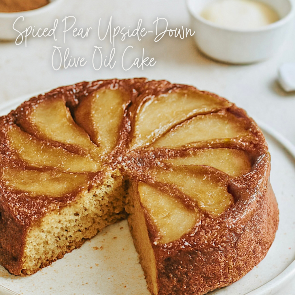 Spiced Pear Upside-Down Olive Oil Cake