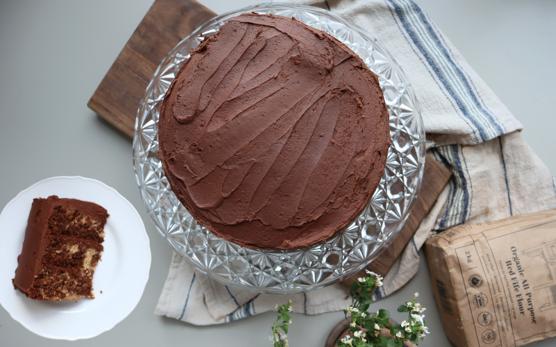 Marble Cake with Chocolate Ganache Frosting