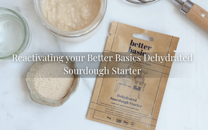 How to reactivate dehydrated sourdough starter using fresh stone-milled flour.